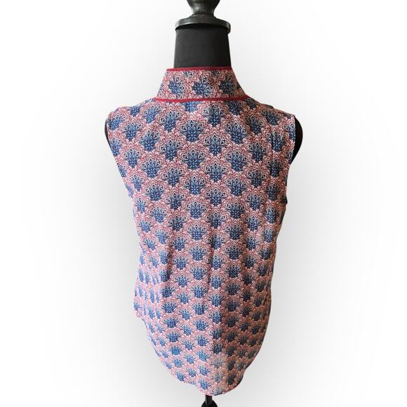 CAbi Women's Fan Blouse Red, Blue, Ivory, Sleeveless Size Medium Syle # 3620 - Picture 9 of 11